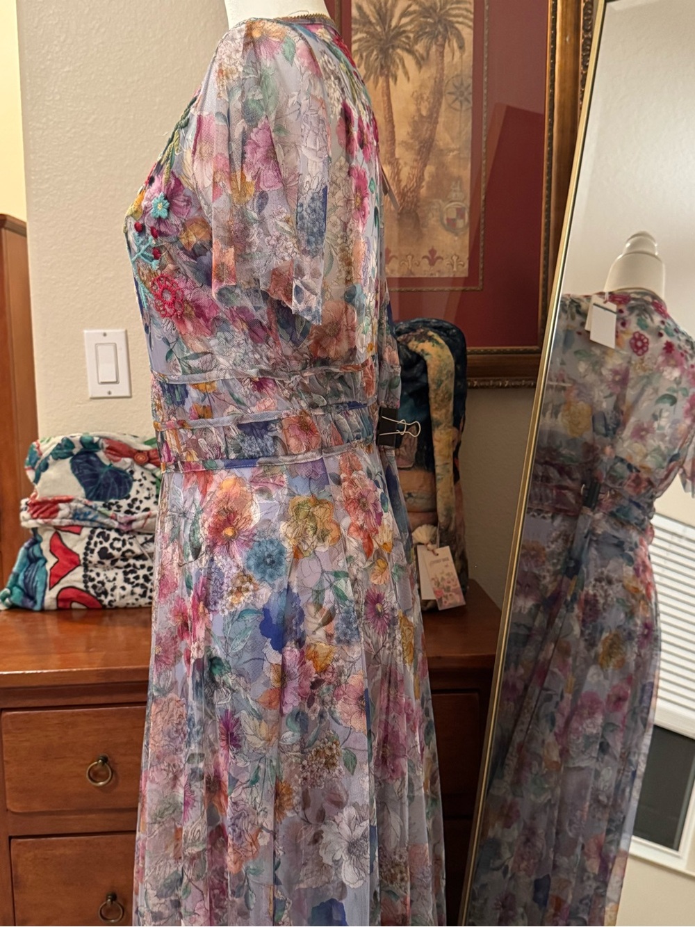 NWT Johnny Was Mazzy Ruched Flora Maxi Dress M - Picture 7 of 16